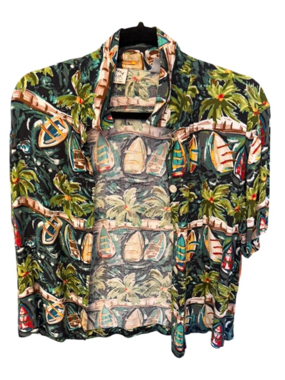 Vintage Weekend Clothes Line Row Boat Print Women's Summer Shirt/ Pants Set